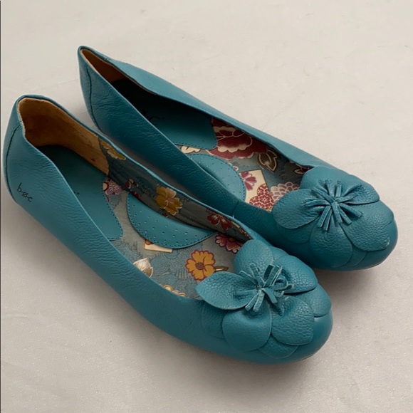 boc Shoes Boc Adrienne Turquoise Leather Flower Flats 1m boc Shoes Boc Adrienne Turquoise Leather Flower Flats 1m